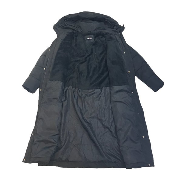 Cameo Rose Ladies Longline Puffer Coat Jacket Black Sz 12 Hooded Quilted Padded - Picture 9 of 14
